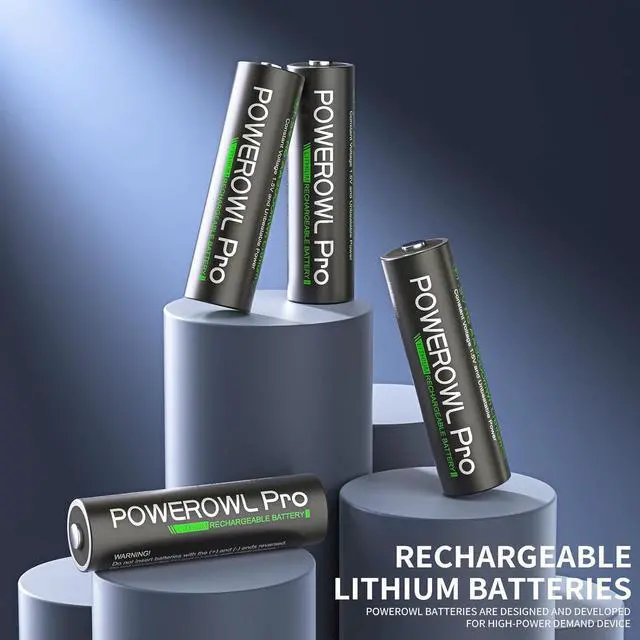Alt view image 2 of 7 - POWEROWL Rechargeable AA Lithium Batteries with Charger, 3600mWh 1.5V Double A Battery -8 Pack