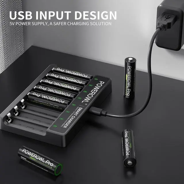 Alt view image 6 of 7 - POWEROWL Rechargeable AA Lithium Batteries with Charger, 3600mWh 1.5V Double A Battery -8 Pack