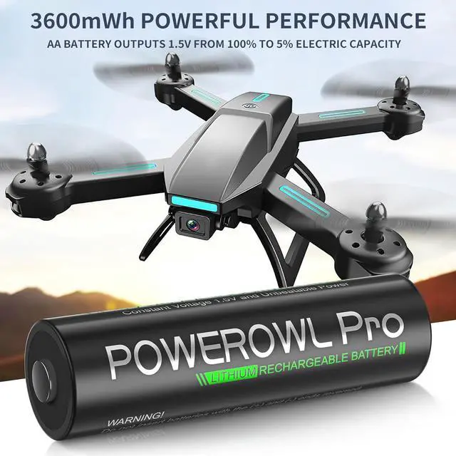Alt view image 7 of 7 - POWEROWL Rechargeable AA Lithium Batteries with Charger, 3600mWh 1.5V Double A Battery -8 Pack
