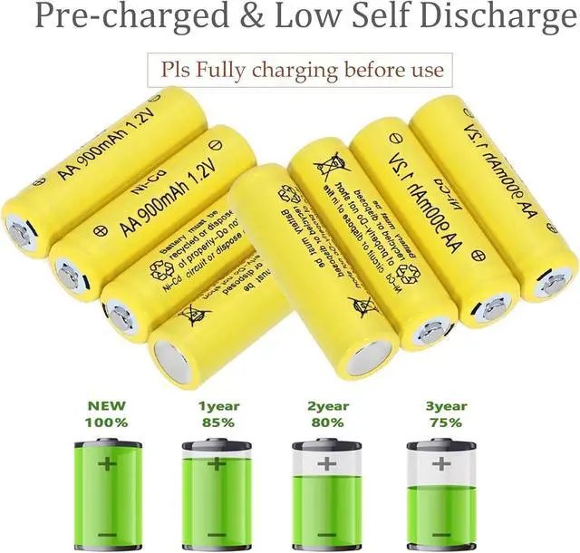 Alt view image 4 of 7 - 12 Packs 1.2V AA Ni-Cd 900mAh Rechargable Batteries for Solar String Lights, Garden Yard Lawn Landscape Lighting Light