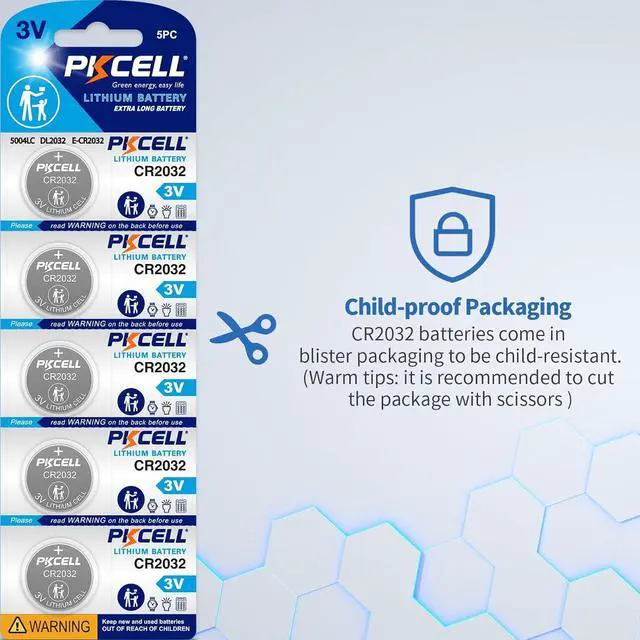 Alt view image 5 of 7 - PKCELL 100 Pack CR2032 Batteries 2032 Battery CR2032 Lithium 3V, 5-Year Shlef Life