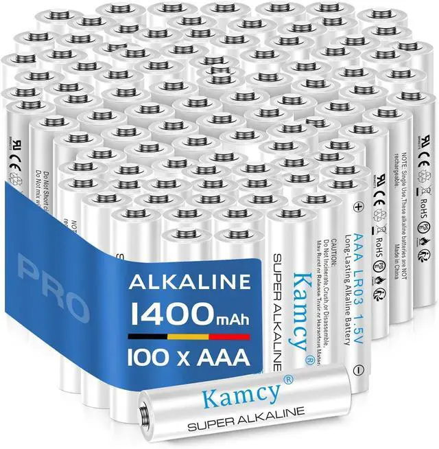 Main image of AAA Batteries 100 Pack  1400mAh, Triple AAA Alkaline Batteries 1.5V, Long Lasting, Leakproof, High-Performance Single Use Battery