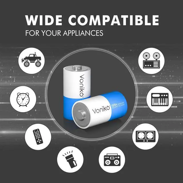 Alt view image 4 of 6 - Voniko Ultra Alkaline C Batteries, C Size LR14 Batteries 8 Pack  10-Year Shelf Life and 6-9 Times The Power as Carbon Batteries, C Cell 1.5 Volt Battery