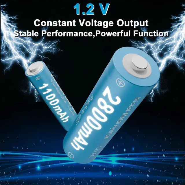 Alt view image 3 of 6 - Rechargeable AA AAA Batteries with Charger,16Pcs 1.2V Ni-MH Rechargeable Batteries with 8 * 2800mAh AA and 8 * 1100 mAh AAA800 CyclesPre-ChargeType-C and 8 Slot Charger