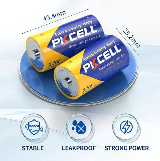 Alt view image 2 of 5 - PKCELL 12 Pack C Batteries, R14P 1.5V C Size Non-Rechargeable Batteries, Long-Lasting Power C Cell Carbon Battery for Flashlights, Remotes, Toys, Clocks, Game Controllers, Shavers