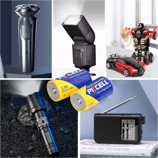 Alt view image 3 of 5 - PKCELL 12 Pack C Batteries, R14P 1.5V C Size Non-Rechargeable Batteries, Long-Lasting Power C Cell Carbon Battery for Flashlights, Remotes, Toys, Clocks, Game Controllers, Shavers