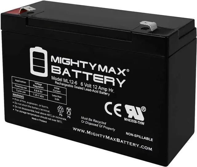 Main image of Mighty Max Battery 6v 12ah f2 sla replacement battery for leoch lp6-10, djw6-12