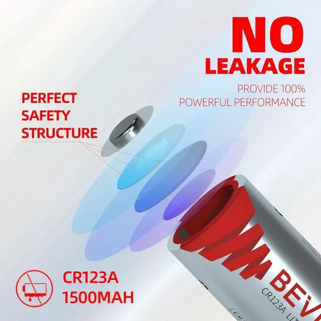 Alt view image 2 of 6 - BEVIGOR CR123A 3V Lithium Battery 16 Pack, 1500mAh CR123A Battery, 123A Lithium Batteries for Home Security Senso, Motion Door Lock, High Intensity Flashlights, Non-Rechargeable