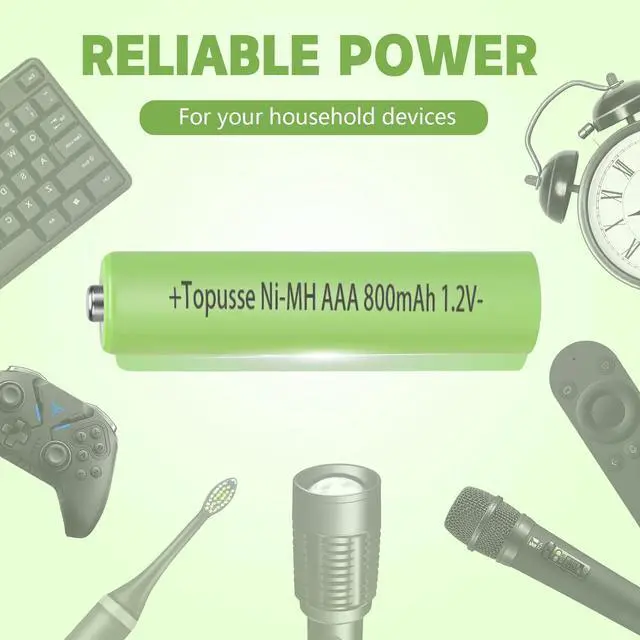 Alt view image 2 of 7 - 1.2V Ni-MH Rechargeble AAA Batteries 12 Pack, Long-Lasting Batteries AAA Size Pack, Triple AAA Batteries Rechargeble 800mAh for Outdoor Solar Lights