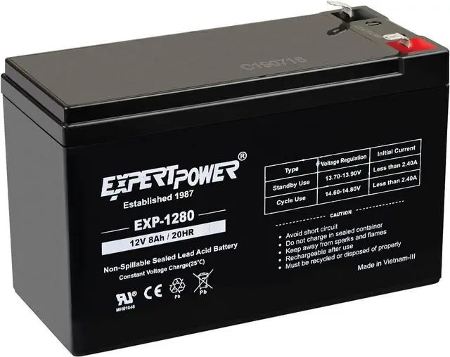 Main image of ExpertPower® 12V 8AH Sealed Lead Acid (SLA) Battery Replacement for APC Back-UPS ES 550VA Back-UPS Pro 1300/1500 Liftmaster CSL-24VDC Slider Gate Opene - F2 Terminals