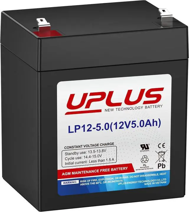 Main image of UPLUS LP12-5 12 Volt 5Ah Rechargeable AGM Battery, DJW12-4.5 SLA Battery Replacement Batteries Backup for LiftMaster/Craftsman 4228 Garage Door Opener, Security Alarm System etc.