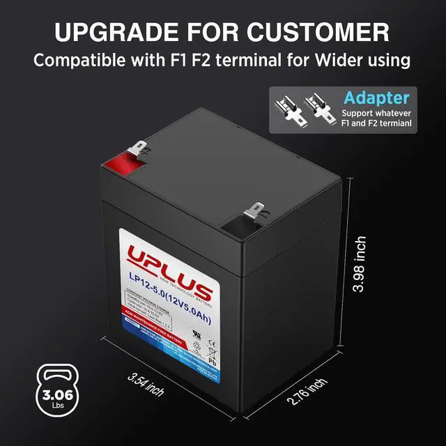 Alt view image 5 of 7 - UPLUS LP12-5 12 Volt 5Ah Rechargeable AGM Battery, DJW12-4.5 SLA Battery Replacement Batteries Backup for LiftMaster/Craftsman 4228 Garage Door Opener, Security Alarm System etc.