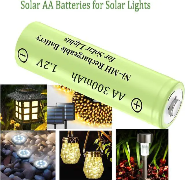 Alt view image 2 of 7 - 12 Packs 1.2V AA 300mAh Ni-MH Rechargeable Batteries for Solar Lights (AA Size)