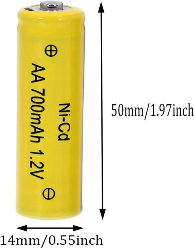 Alt view image 2 of 7 - 12 Packs AA Garden Ni-Cd Batteries 1.2V AA 700mAh Ni-Cd Rechargable Battery for Solar Lights,Lawn Landscape Lighting