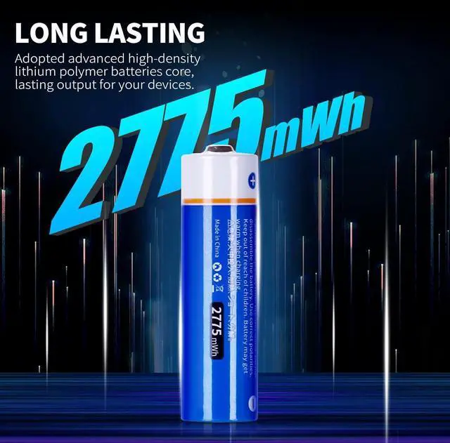 Alt view image 2 of 7 - Rechargeable AA Lithium Batteries 1.5V with Charger, 4 Bay Individual Battery Charger,Fast Charging,4 Pack