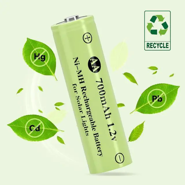 Alt view image 6 of 7 - 16 Pack Rechargeable AA Solar Batteries Ni-Mh 1.2v 700mAh Pre-Charged Double A Battery for Outdoor Solar Garden Landscape Lights