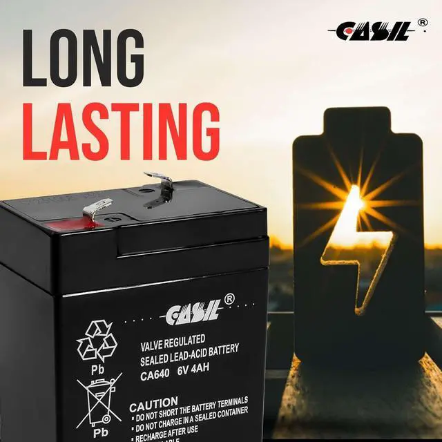 Alt view image 4 of 6 - Casil CA640 6V 4Ah Battery  Replacement for Lithonia ELB06042 Emergency Light Battery, ELB 06042  Compatible with Lithonia Exit Signs & Commercial Emergency Lighting Fixtures