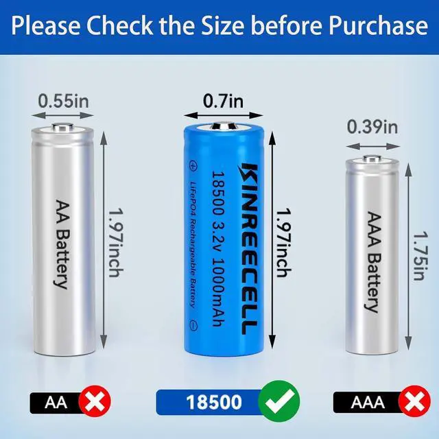 Alt view image 3 of 7 - LiFePO4 18500 3.2v 1000mAh 3.2wh Solar Battery, 18500 3.2 Volt Rechargeable Li-ion Battery for Outdoor Solar Lights, Garden Solar Lights, Flashlight (4 Pack)