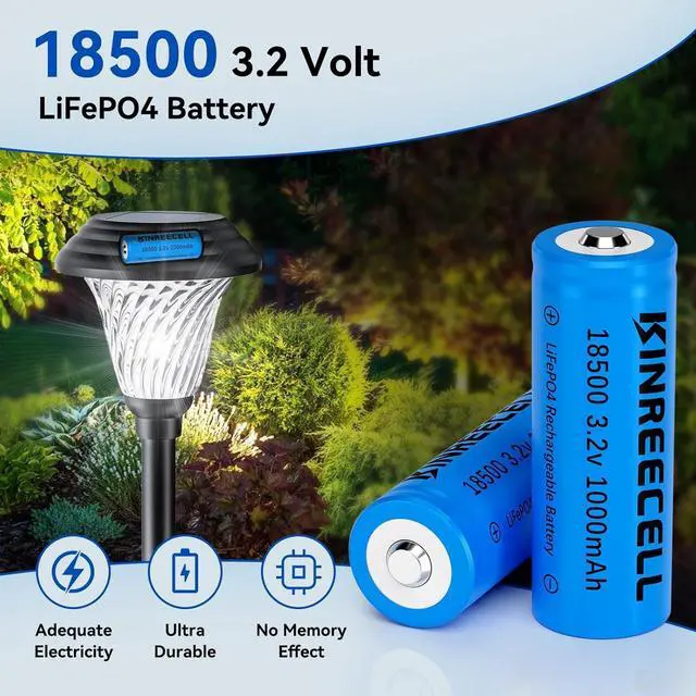 Alt view image 5 of 7 - LiFePO4 18500 3.2v 1000mAh 3.2wh Solar Battery, 18500 3.2 Volt Rechargeable Li-ion Battery for Outdoor Solar Lights, Garden Solar Lights, Flashlight (4 Pack)