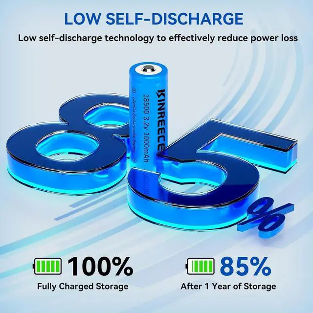 Alt view image 7 of 7 - LiFePO4 18500 3.2v 1000mAh 3.2wh Solar Battery, 18500 3.2 Volt Rechargeable Li-ion Battery for Outdoor Solar Lights, Garden Solar Lights, Flashlight (4 Pack)