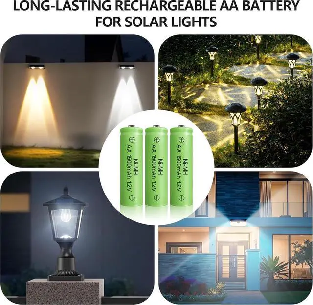 Alt view image 2 of 7 - Rechargeable AA Batteries NIMH 1.2V 1500mAh Double A Battery AA Solar Battery for Solar Light Lantern Household Devices, 16 Pack