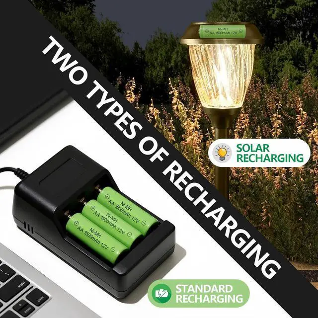 Alt view image 5 of 7 - Rechargeable AA Batteries NIMH 1.2V 1500mAh Double A Battery AA Solar Battery for Solar Light Lantern Household Devices, 16 Pack