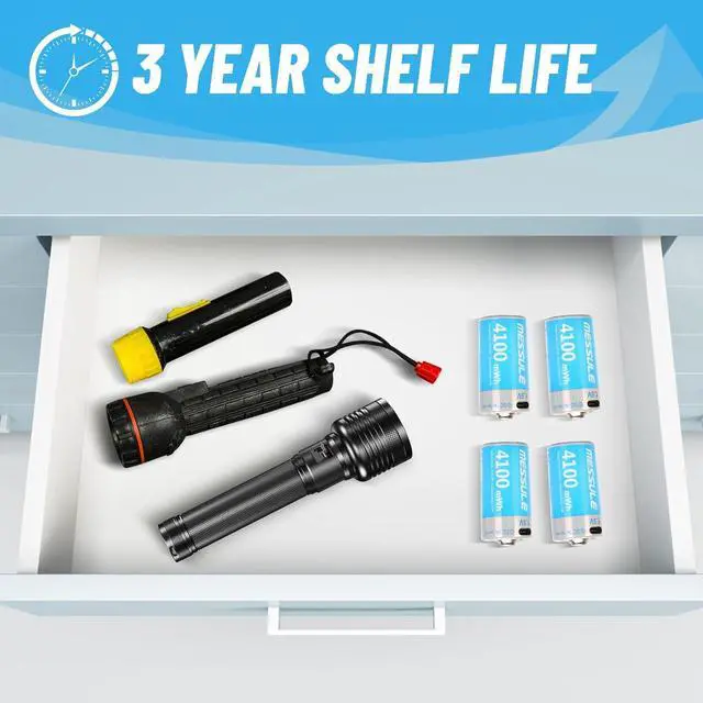 Alt view image 5 of 7 - Rechargeable Lithium C Batteries with 4 in 1 USB-C Charge Cable,4 Pack C Cell Li-ion Battries,LR14 1.5V C Size Cell Battery Replacement 4100mWh for Floodlight Toys(4 Pcs)