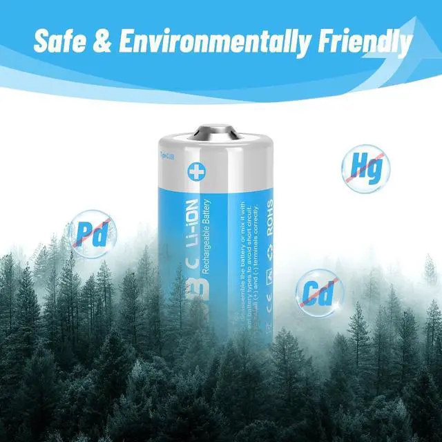 Alt view image 7 of 7 - Rechargeable Lithium C Batteries with 4 in 1 USB-C Charge Cable,4 Pack C Cell Li-ion Battries,LR14 1.5V C Size Cell Battery Replacement 4100mWh for Floodlight Toys(4 Pcs)