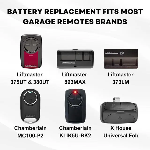 Alt view image 2 of 7 - Garage Door Opener Battery - 2 Pack CR2032 Button Lithium 3V | Replacement Power for Major Remotes, Keypads, Sensors