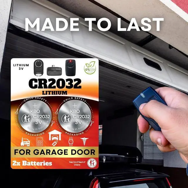 Alt view image 6 of 7 - Garage Door Opener Battery - 2 Pack CR2032 Button Lithium 3V | Replacement Power for Major Remotes, Keypads, Sensors