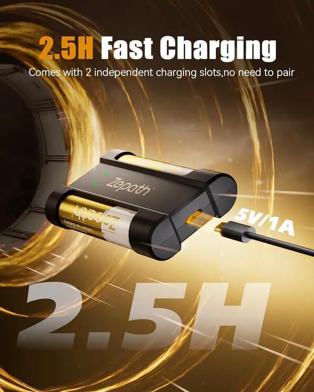 Alt view image 5 of 7 - Rechargeable AA Batteries Lithium 8 Pack,1.5V 3600mWh Lithium Battery AA,Constant Output Double a Li-ion Batteries up to 2000+ Cycles