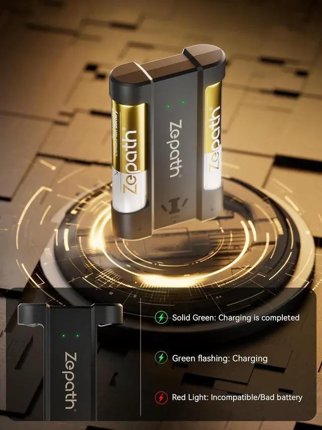 Alt view image 6 of 7 - Rechargeable AA Batteries Lithium 8 Pack,1.5V 3600mWh Lithium Battery AA,Constant Output Double a Li-ion Batteries up to 2000+ Cycles