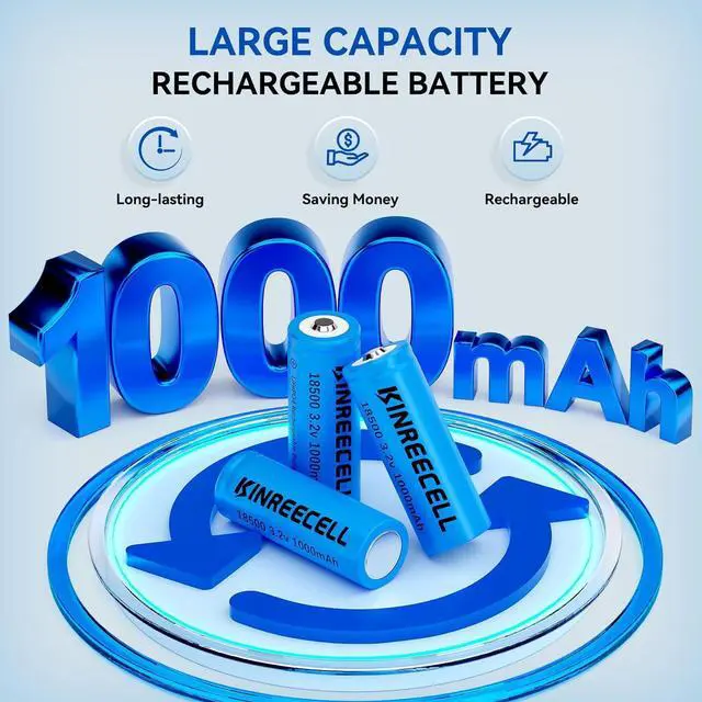 Alt view image 2 of 7 - LiFePO4 18500 3.2v 1000mAh 3.2wh Solar Battery, 18500 3.2 Volt Rechargeable Li-ion Battery for Outdoor Solar Lights, Garden Solar Lights, Flashlight (4 Pack)