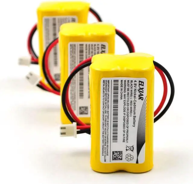 Alt view image 6 of 6 - (3-Pack) 4.8V 800mAh Ni-CD Battery Replacement for Emergi-Lite BL93NC487, Exit Light Co BAA-48R, Interstate NIC0186, Dantona Custom-43, OSI OSA-126, Lithonia ELB-CS06 Emergency Exit Lights
