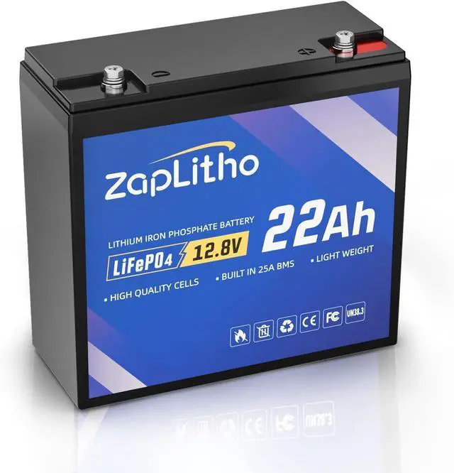 Main image of 12V 22Ah LiFePO4 Lithium Battery with 25A BMS, LiFePO4 Deep Cycle Grade A Cells, Lightweight Lithium Iron Phosphate Battery for Fish Finder, Ham Radio, Camp, Scooter, Power Wheels, Solar