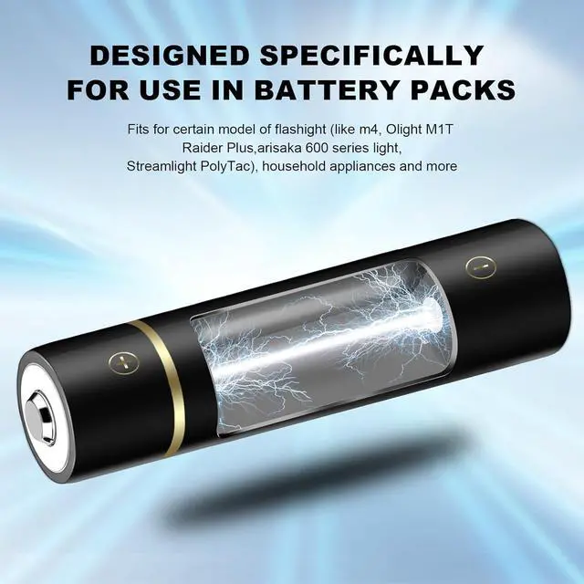 Alt view image 7 of 7 - JESSPOW 16650 Rechargeable Battery, 16650 Battery 1800mAh 3.7V Li-ion Rechargeable Battery with Button Top for Flashlights Torches - 2 Pack