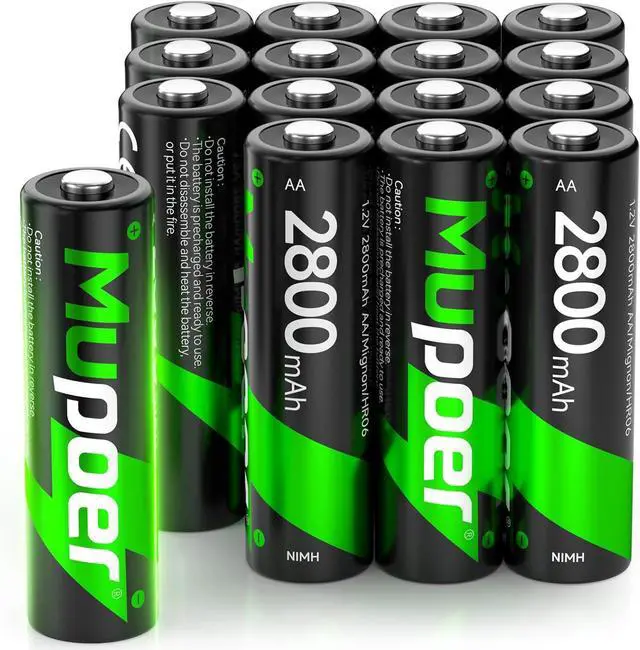 Main image of 16 Pack Ni-MH AA Rechargeable Batteries, 2800mAh Rechargeable AA Batteries, Pre-Charged Double A Batteries with Protection Box