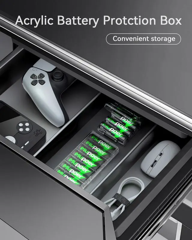 Alt view image 6 of 7 - 16 Pack Ni-MH AA Rechargeable Batteries, 2800mAh Rechargeable AA Batteries, Pre-Charged Double A Batteries with Protection Box