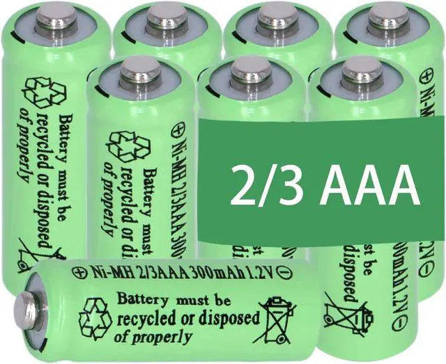 Main image of 8 Packs Ni-MH 2/3AAA 1.2v 300 mah Rechargeable Batteries Button Top 3 A,2/3 AAA Battery for Solar Lights,Outdoor Solar Garden Art Light Battery(They are not AAA Size Batteries)