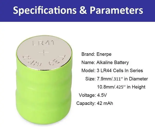 Alt view image 4 of 5 - 10-Pack 3AG3 / 3LR41 / 3x392 Replacement Batteries 4.5V for All Bore Sight Laser Cartridges