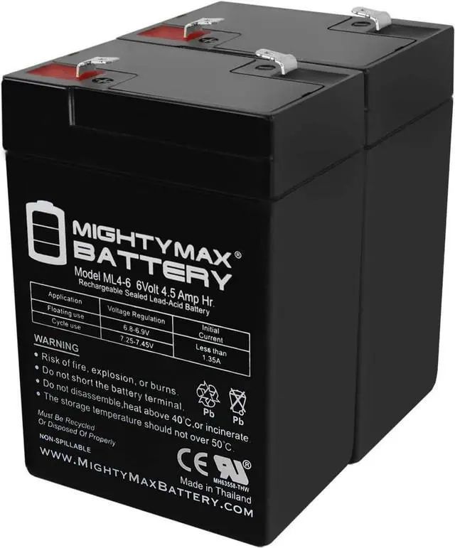 Main image of Mighty Max Battery ML4-6 - 6 Volt 4.5 AH SLA Battery - 2 Pack