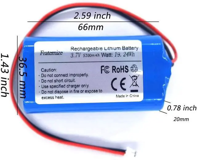 Alt view image 2 of 7 - 5200mAh 3.7v lithium ion battery with 2.0Pin JST-PH JST 2.0/2P Plug Rechargeable battery Pack lithium 3.7 volt batteries for Electronics, Toys, Lighting, Equipment, Bluetooth speaker other products.