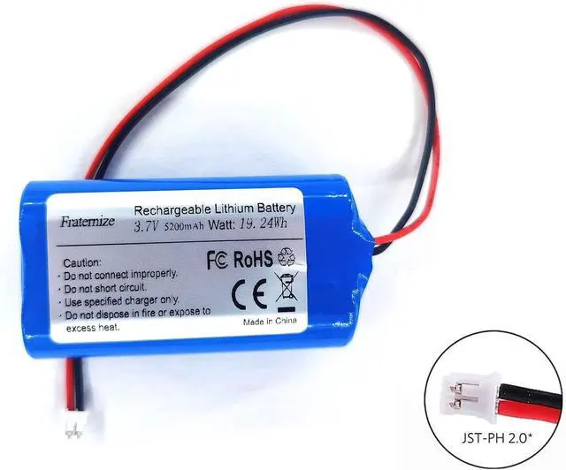 Alt view image 7 of 7 - 5200mAh 3.7v lithium ion battery with 2.0Pin JST-PH JST 2.0/2P Plug Rechargeable battery Pack lithium 3.7 volt batteries for Electronics, Toys, Lighting, Equipment, Bluetooth speaker other products.