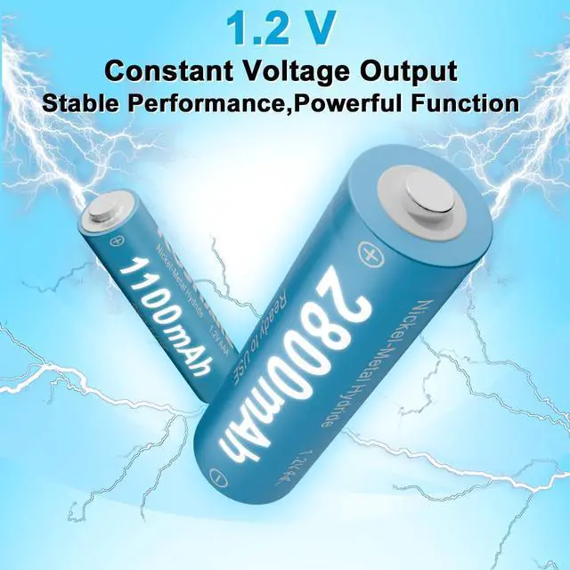 Alt view image 3 of 6 - Rechargeable AA AAA Batteries with Charger 16Pcs,1.2V Ni-MH Rechargeable Batteries with 8 * 2800mAh AA and 8 * 1100 mAh AAA,Pre-Charge,Type-C and 8 Slot Charger