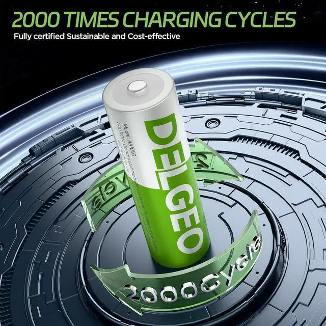 Alt view image 4 of 7 - Rechargeable AA Batteries Lithium 8 Pack with 2.5H Fast Charger, 1.5V 3600mWh High Capacity AA Lithium Batteries,Constant Output Li-ion Double a Battery with 2000 Cycle Times