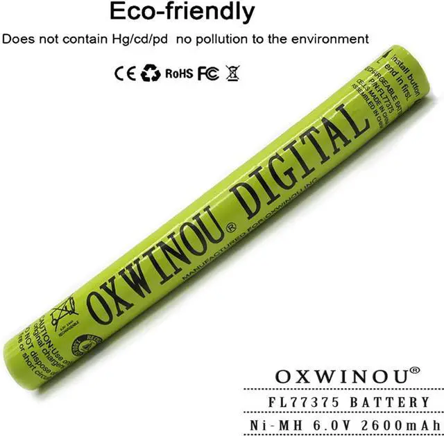 Alt view image 6 of 7 - 77375 Battery Compatible with STREAMLIGHT FLASHLIGHTS 77175 9926J SL20LP SL20L SL20XP-LED 6V 2600mAh NiMH OXWINOU Battery Stick (1-Pack)