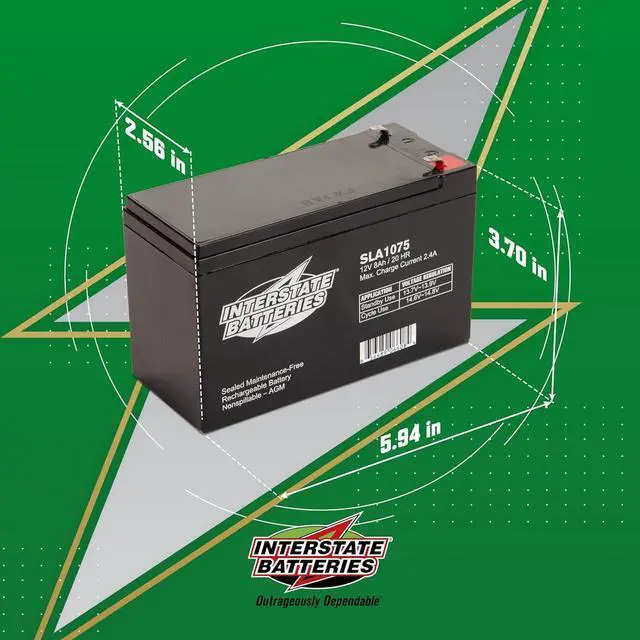 Alt view image 5 of 6 - Interstate Batteries 12V 8Ah Battery (SLA1075) Sealed Lead Acid Rechargeable SLA AGM (F1 Terminal) Wireless Internet UPS Systems, FIOS, SP12-7