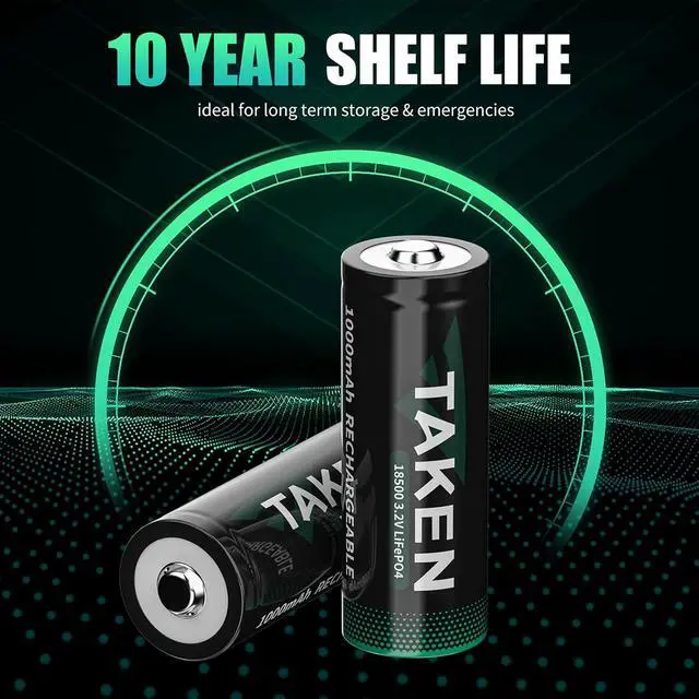 Alt view image 5 of 7 - Taken 18500 3.2v Rechargeable Battery,3.2 Volt LiFePO4 Lithium 1000mAh Solar Batteries for Outdoor Lights,Garden Solar Lights,Flashlight(4 Pack)