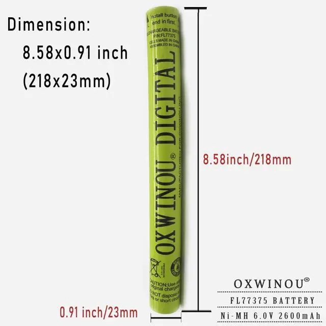 Alt view image 2 of 7 - 77375 Battery Compatible with STREAMLIGHT FLASHLIGHTS 77175 9926J SL20LP SL20L SL20XP-LED 6V 2600mAh NiMH OXWINOU Battery Stick (1-Pack)
