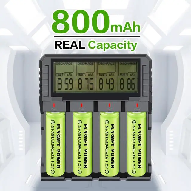 Alt view image 2 of 6 - FlyGift AA Rechargeable Batteries 800mAh Ni-MH Double A 1.2V High Capacity Precharged Solar Batteries for Garden Lights, Landscape Outdoor Solar Lights, Pack of 12